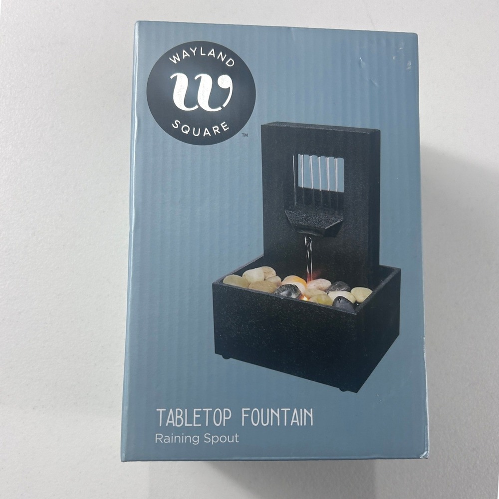 Wayland‎ Square Tabletop Fountain Raining Spout LED Lighted Battery Operated NEW